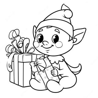 Masiglang Elf Na Nagdekorasyon Ng Mga Regalo Na Pahina Ng Kulay 25165-5496