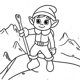 Mapangahas Na Elf Sa Isang Niyebeng Bundok Na Pahina Ng Kulay 25166-5497