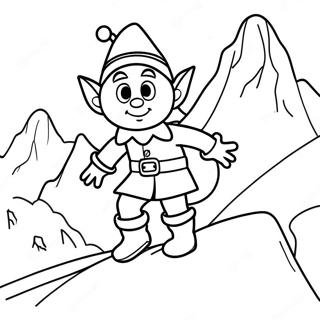 Mapangahas Na Elf Sa Isang Niyebeng Bundok Na Pahina Ng Kulay 25166-5499