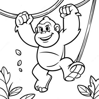 Pahina Ng Kulay Ng Donkey Kong Na Nagsaswing Sa Mga Baging 25620 5593