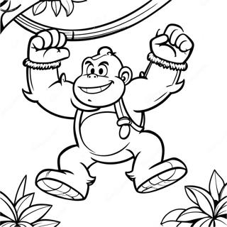 Pahina Ng Kulay Ng Donkey Kong Na Nagsaswing Sa Mga Baging 25620 5596