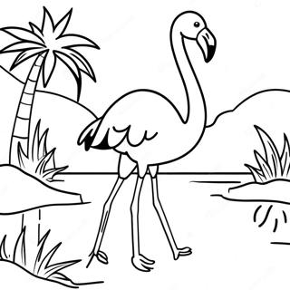 Pahina Ng Kulay Ng Majestic Na Flamingo Sa Isang Tropikal Na Laguna 25713 5610