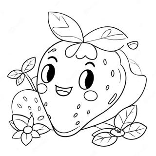 Cartoon Strawberry Na May Mga Bulaklak Sa Pahina Ng Kulay 26077 5697