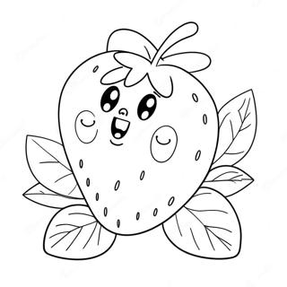 Cartoon Strawberry Na May Mga Bulaklak Sa Pahina Ng Kulay 26077 5698