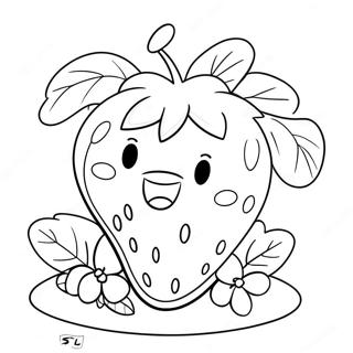 Cartoon Strawberry Na May Mga Bulaklak Sa Pahina Ng Kulay 26077 5700
