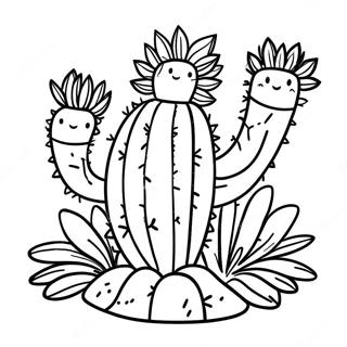 Pahina Ng Kulay Ng Namumulaklak Na Cactus Mga Pahina Ng Kulay
