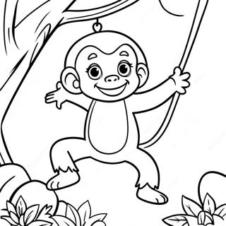 Curious George Na Nagswing Mula Sa Isang Puno Pahina Ng Kulay 27659-6015