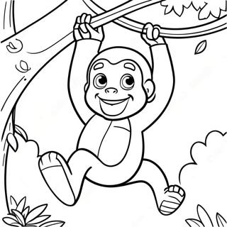 Curious George Na Nagswing Mula Sa Isang Puno Pahina Ng Kulay 27659-6016