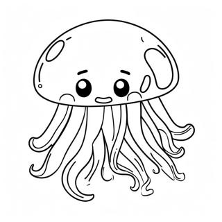 Pahina Ng Kulay Ng Cartoon Jellyfish Na May Nakatakang Mukha 28952-6305