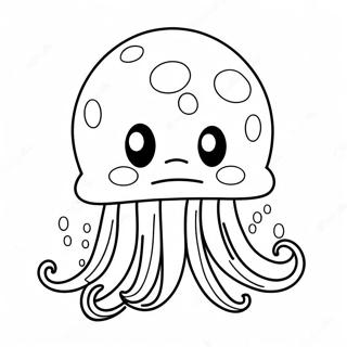 Pahina Ng Kulay Ng Cartoon Jellyfish Na May Nakatakang Mukha 28952-6306