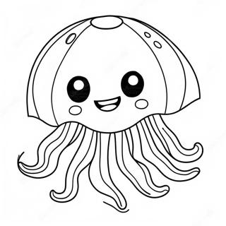 Pahina Ng Kulay Ng Cartoon Jellyfish Na May Nakatakang Mukha 28952-6307