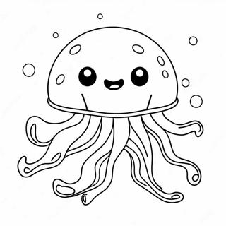 Pahina Ng Kulay Ng Cartoon Jellyfish Na May Nakatakang Mukha 28952-6308