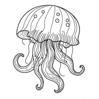 Pahina Ng Kulay Ng Elegant Jellyfish Na May Dumadaloy Na Tentacles 28953-6309