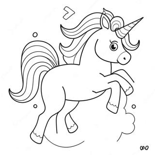 Masayang Unicorn Na Tumakbo Sa Mga Ulap Sa Pahina Ng Kulay 291-515