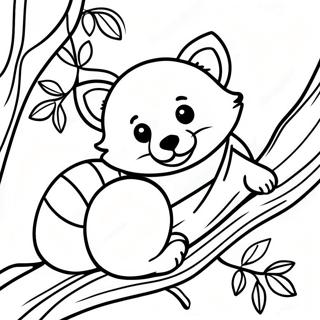 Pahina Ng Kulay Ng Natutulog Na Red Panda Na Nakatulog Sa Sanga 30728-6705