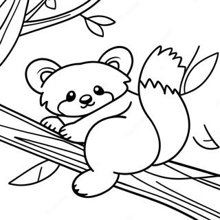 Pahina Ng Kulay Ng Natutulog Na Red Panda Na Nakatulog Sa Sanga 30728-6706