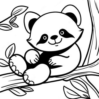 Pahina Ng Kulay Ng Natutulog Na Red Panda Na Nakatulog Sa Sanga 30728-6707