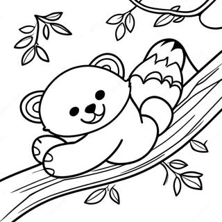 Pahina Ng Kulay Ng Natutulog Na Red Panda Na Nakatulog Sa Sanga 30728-6708