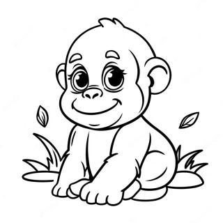 Masiglang Sanggol Na Gorilla Na Pahina Ng Kulay 35154-7679