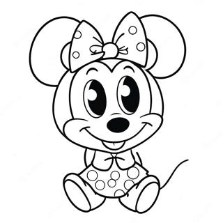 Cute Minnie Mouse Na May Bow Na Pahina Ng Kulay 3570-1975