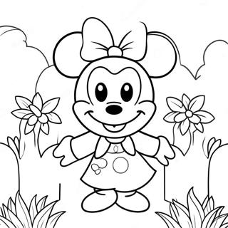 Minnie Mouse Sa Isang Hardin Ng Bulaklak Na Pahina Ng Kulay 3571-1965