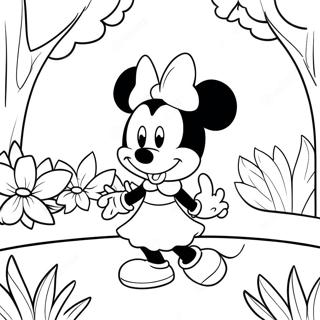 Minnie Mouse Sa Isang Hardin Ng Bulaklak Na Pahina Ng Kulay 3571-1966