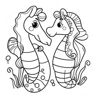 Cute Na Pamilya Ng Seahorse Na Pahina Ng Kulay 36138-7897