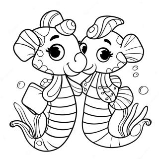 Cute Na Pamilya Ng Seahorse Na Pahina Ng Kulay 36138-7898