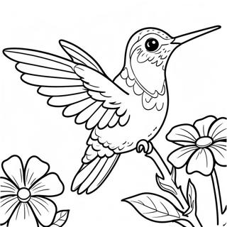 Maharlikang Hummingbird Na Kumakain Ng Mga Bulaklak Na Pahina Ng Kulay 36514-7979