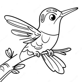 Eleganteng Hummingbird Na Nakatayo Sa Sanga Na Pahina Ng Kulay 36515-7982