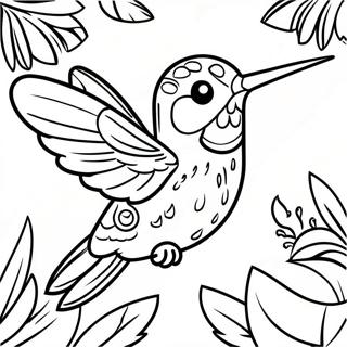 Makulay Na Hummingbird Na May Tropikal Na Likuran Na Pahina Ng Kulay 36516-7988