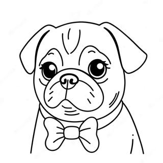 Cute Na Pug Na May Bowtie Na Pahina Ng Kulay 37360-8158