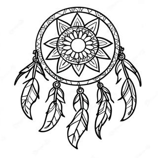 Katutubong Amerikano Na Dreamcatcher Na Pahina Ng Kulay 37453-8177