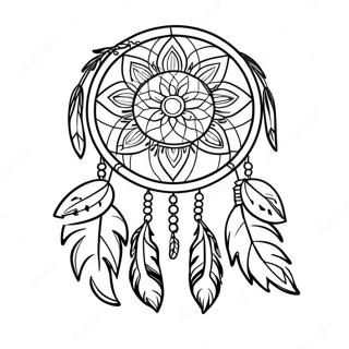 Katutubong Amerikano Na Dreamcatcher Na Pahina Ng Kulay 37453-8179