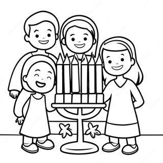 Mga Bata Na Nagsisindi Ng Menorah Na Pahina Ng Kulay 38010-8297