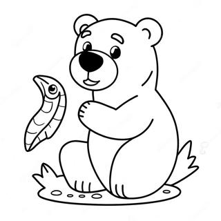 Kaakit Akit Na Polar Bear Na Hawak Ang Isang Isda Na Pahina Ng Kulay 40096-8770