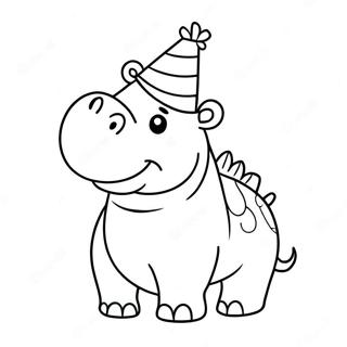 Cute Na Hippo Na Naka Party Hat Na Pahina Ng Kulay 40445-8833