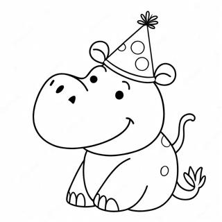 Cute Na Hippo Na Naka Party Hat Na Pahina Ng Kulay 40445-8835