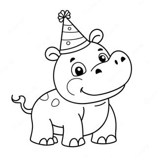 Cute Na Hippo Na Naka Party Hat Na Pahina Ng Kulay 40445-8836