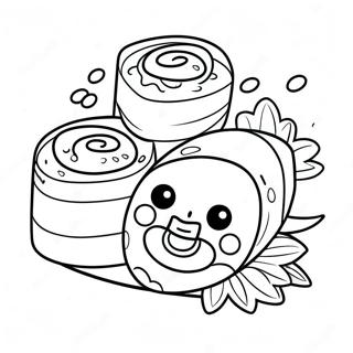 Cute Na Sushi Roll Na Pahina Ng Kulay 40637-8873