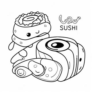 Cute Na Sushi Roll Na Pahina Ng Kulay 40637-8875