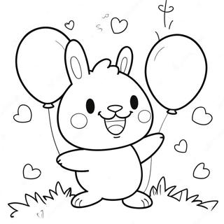 Masayang Pochacco Na May Mga Lobo Na Pahina Ng Kulay 41353 9041