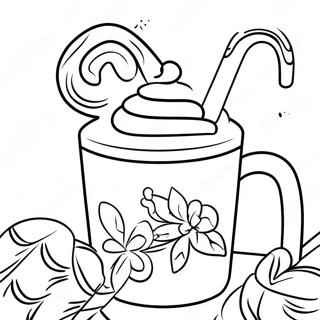 Paskong Mainit Na Tsokolate Na May Candy Canes Na Pahina Ng Kulay 43471-9502