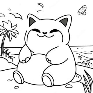 Snorlax Na Nagpapahinga Sa Dalampasigan Na Pahina Ng Kulay 44353-9710