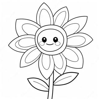 Cute Na Cartoon Na Bulaklak Sa Pahina Ng Kulay 468-1106