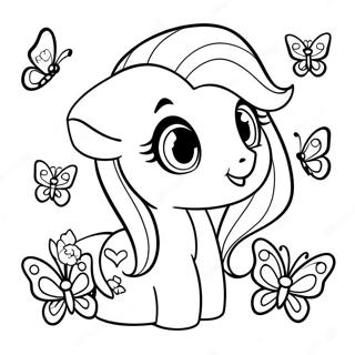 Fluttershy Na May Makukulay Na Paruparo Na Pahina Ng Kulay 47284-10335