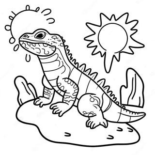 Masayahing Bearded Dragon Sa Araw Na Pahina Ng Kulay 48617-10641