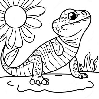 Masayahing Bearded Dragon Sa Araw Na Pahina Ng Kulay 48617-10642