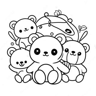 Cute Na Rilakkuma Kasama Ang Mga Kaibigan Na Pahina Ng Kulay 49163-10750