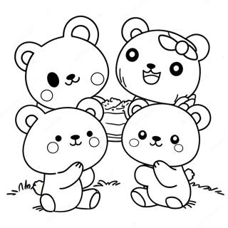 Cute Na Rilakkuma Kasama Ang Mga Kaibigan Na Pahina Ng Kulay 49163-10752